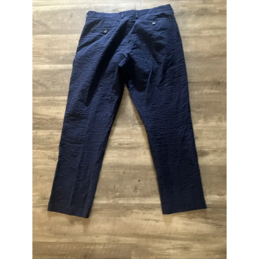 J by J.CREW Pants Mens Size 38 X 32  Blue Seersucker Slim Casual Tapered